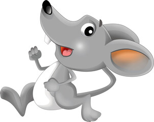 cartoon happy scene with cheerful smiling mouse on white background illustration for kids