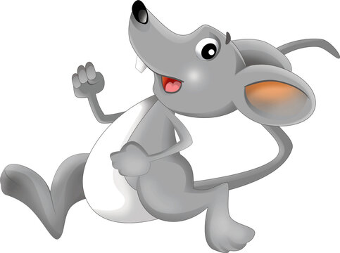 cartoon happy scene with cheerful smiling mouse on white background illustration for kids