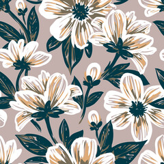 Seamless floral pattern. Design for wallpaper, fabric, wrapping paper, cover and more.