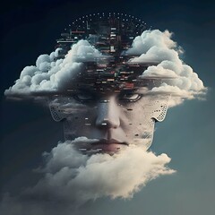 person in the clouds