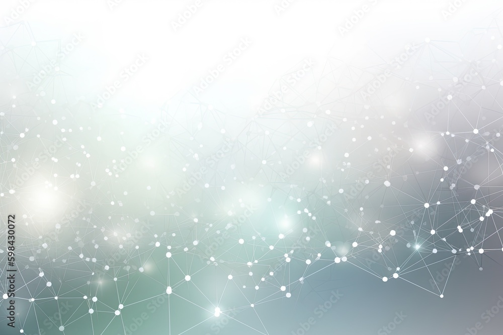 Poster white and blue abstract background with dots and lines. generative ai