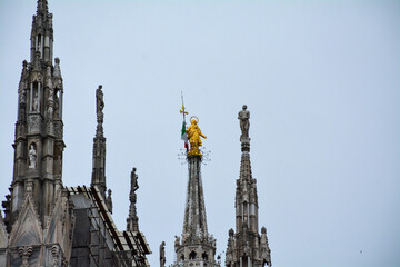 Statue of Jesus on the top of Duomo di Milano