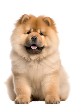 chow chow puppy isolated on a transparent background, generative ai
