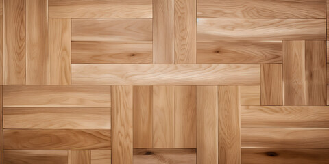 Elegant Oak: Parquet Wood Texture Oak Floor Background (Top View), generative AI