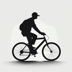 Obraz na płótnie Canvas silhouette of boy on cycle isolated vector illustration on white background for logo, graphic design, advertising, and marketing. generative ai