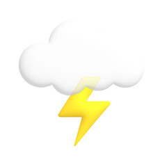 Lightning and cloud. Cute weather realistic icon.