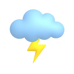 Cloud, lightning, thunder. Cute weather realistic icon.