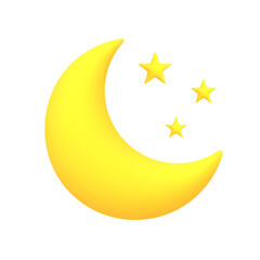 Moon and stars. Cute weather realistic icon. © Ольга Зуевская