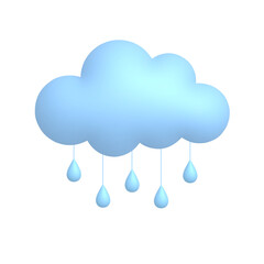 Cloud and drops on strings. Cute weather realistic icon.