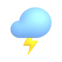 3d realistic weather icon thunderstorm. Cloud and lightning.