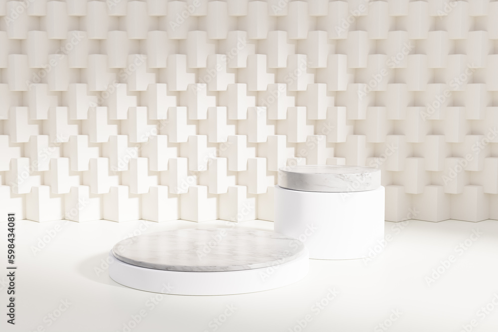 Aufkleber comestic with background of minimalist geometric pattern. 3d render