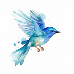 Fototapeta premium Watercolor blue bird. Illustration AI Generative.