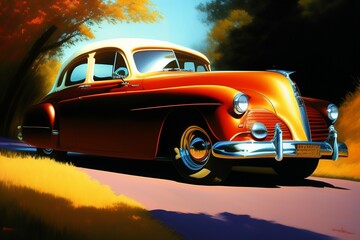Obraz na płótnie Canvas vintage car in the night IA generativa