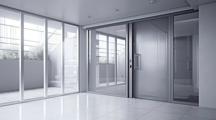 Fototapeta na wymiar Aluminum modern entrance to a luxury house where the door is alsó remarkable. Generative AI Technology 