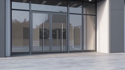 Aluminum modern entrance to a luxury house where the door is alsó remarkable. Generative AI Technology 