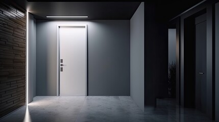 Aluminum modern entrance to a luxury house where the door is alsó remarkable. Generative AI Technology 