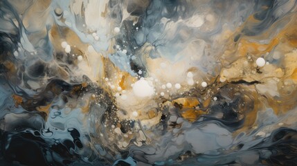 Obraz premium abstract fluid art painting, liquid design illustration with gold paths, wallpaper, background, luxury, generative ai 