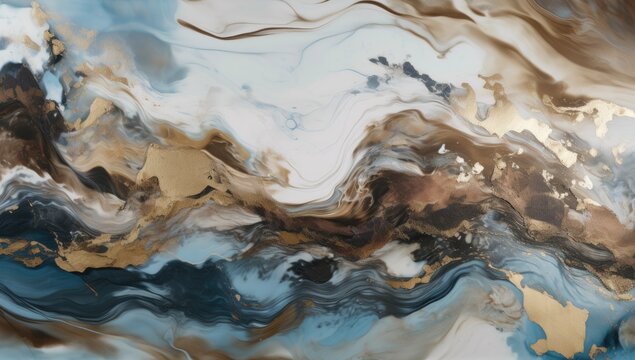 abstract fluid art painting, liquid design illustration with gold paths, wallpaper, background, luxury, generative ai
