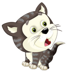 cartoon scene with happy cat doing something playing isolated illustration for children artistic painting scene