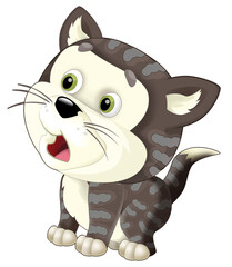 cartoon scene with happy cat doing something playing isolated illustration for children artistic painting scene