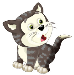 cartoon scene with happy cat doing something playing isolated illustration for children artistic painting scene