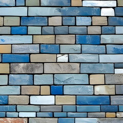 Serenity Stones. A Blue-Toned Presentation Background with Natural Masonry Stones in Soothing Shades. Generative AI.