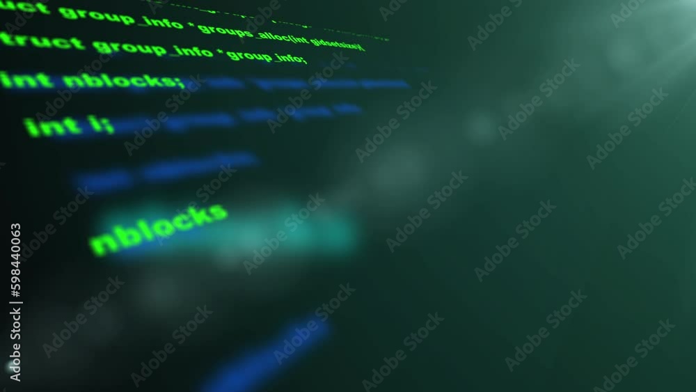 Poster blocks of abstract program code are written and moved in the virtual space. the camera flies through