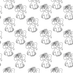 Pattern with elephant. Seamless pattern. Childrens illustration with elephant.