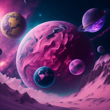 pink planet in pink space