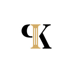 Letters PK and Pillar Logo Theme 005