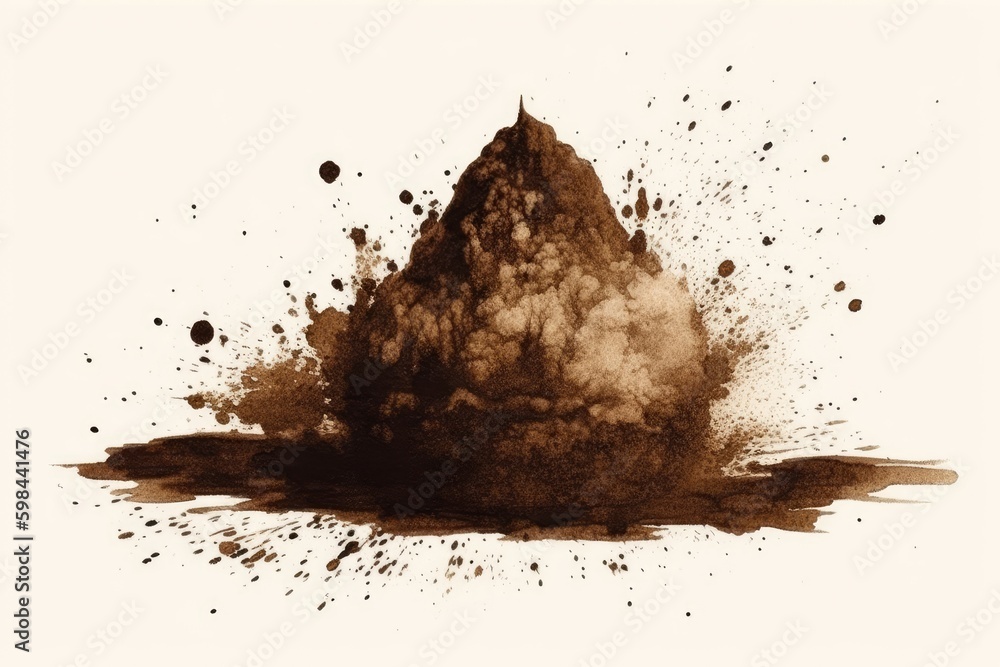 Poster monochromatic image depicting a pile of soil. generative ai
