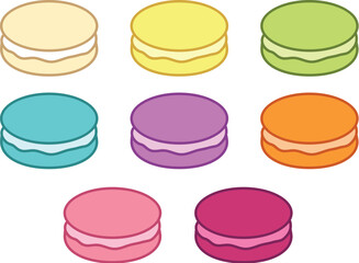 Single Macaron Dessert Clipart Set - Color
