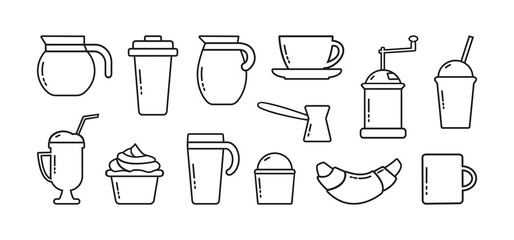 Coffee line vector icon, hot drink, cafe outline set. Food and beverage illustration