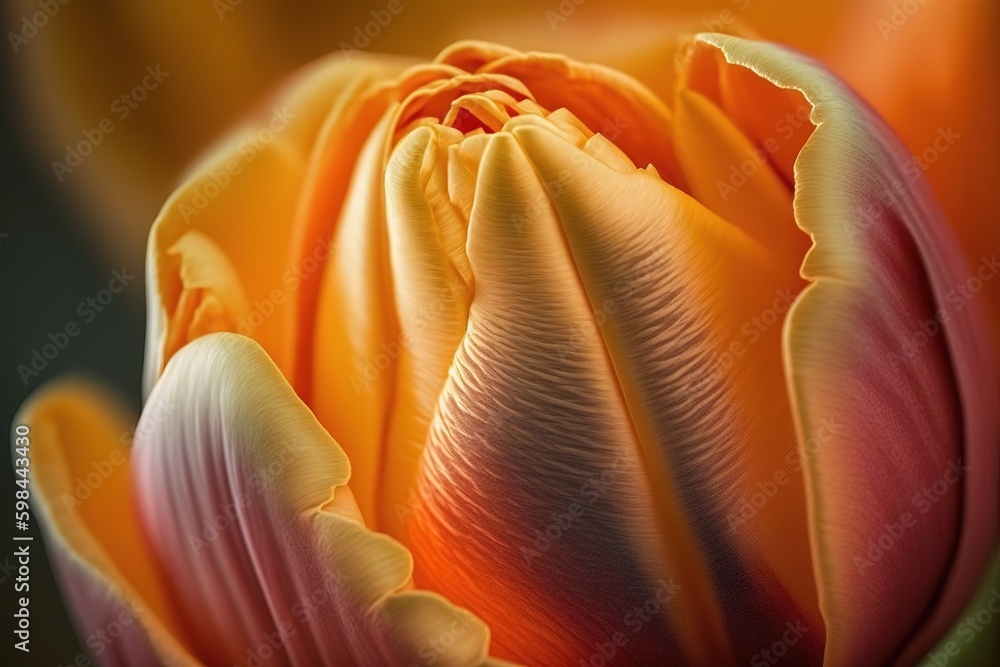 Poster tulip bloom in close-up macro photo generative ai generative ai