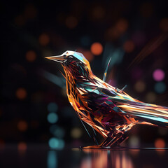 Obraz na płótnie Canvas Colored abstract bird of paradise on a black background. Image created with Generative AI technology.