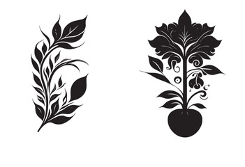 flower tree silhouette vector illustration design