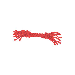Rope knot toy for dogs and puppies flat cartoon vector illustration isolated.
