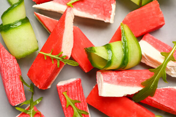 Tasty crab sticks on plate, closeup © Pixel-Shot