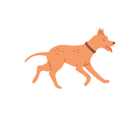 Happy dog running, cartoon flat vector illustration isolated on white background.