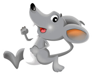 Fototapeta premium cartoon happy scene with cheerful smiling mouse on white background illustration for children artistic painting scene