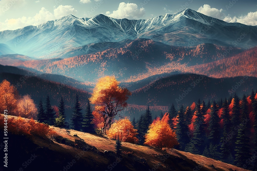 Poster during the fall, the carpathian mountains are a beautiful sight to see. generative ai generative ai