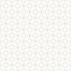 Vector minimalist geometric seamless pattern with thin lines, diamond grid, lattice. Subtle white and gray texture with triangles, rhombuses. Delicate minimal background. Simple repetitive design