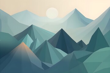 abstract background with sunrise behind mountains AI-Generated image