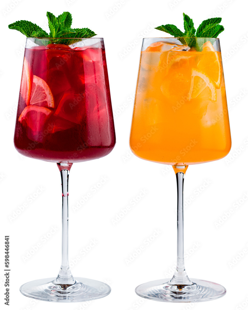 Poster sangria of red and white wine isolated background, png for design, classic spanish drink