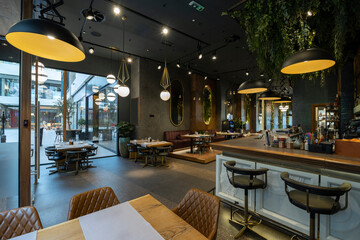 Modern new empty restaurant interior