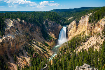 Lower Falls of Yellowstone River. Zoom from artist point. Yellowstone National Park, Wyoming,...