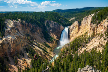 Lower Falls of Yellowstone River. Zoom from artist point. Yellowstone National Park, Wyoming, United States.