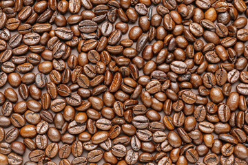 Closeup view of coffee beans as background