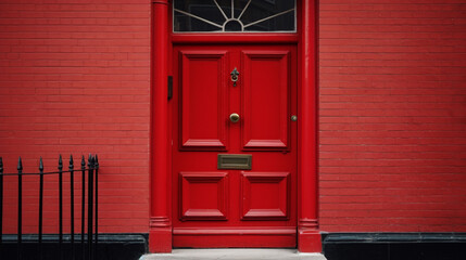 red door in the building