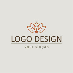 lotus flower logo design for spas, beauty selfcare. neutral colors. minimalist design